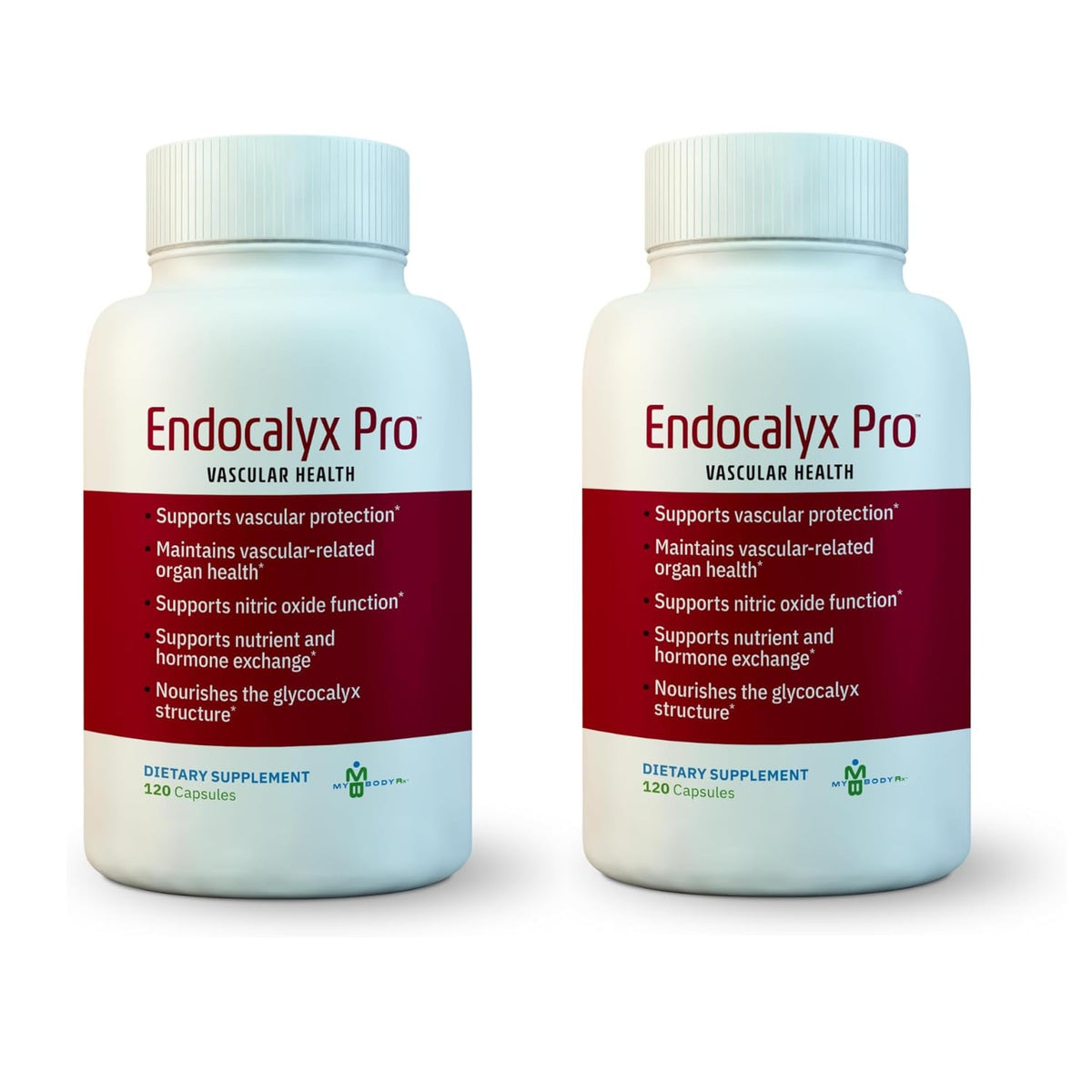 MYBODYRX frasco frontal de Endocalyx Pro mostrando cápsulas y marca