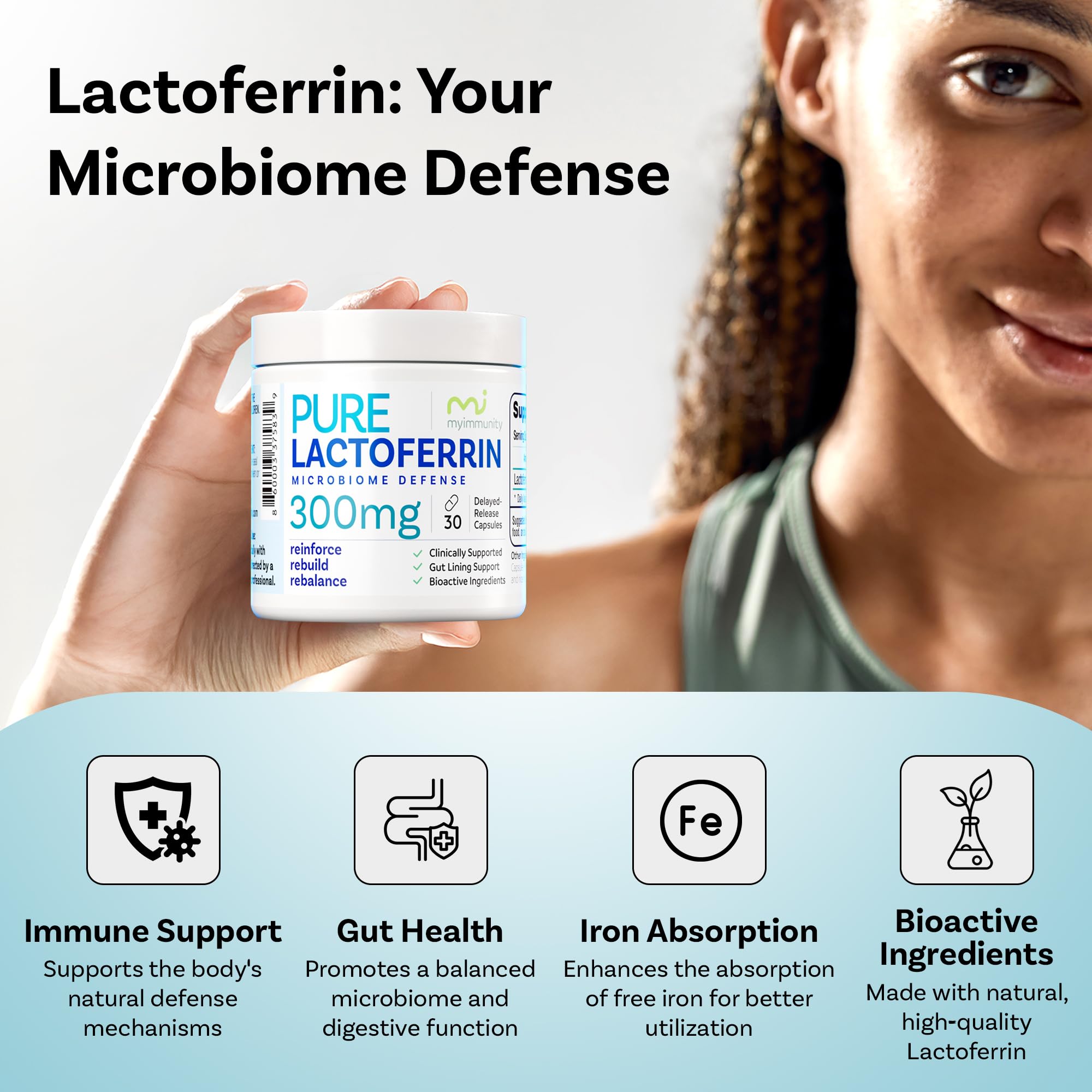 MyImmunity etiqueta con información nutricional y pruebas de terceros para confianza