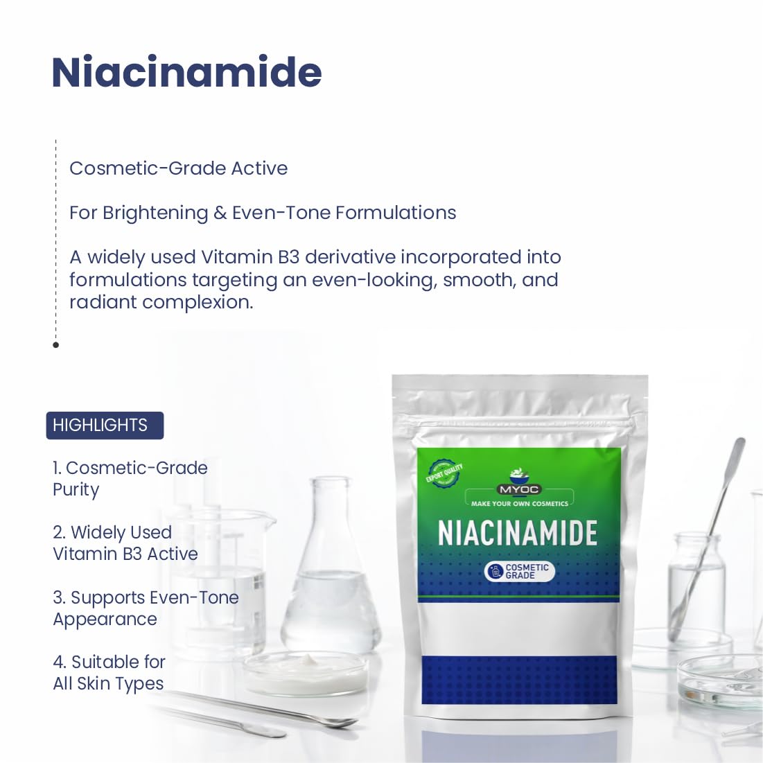 MYOC espátula con porción de niacinamida para formular con precisión