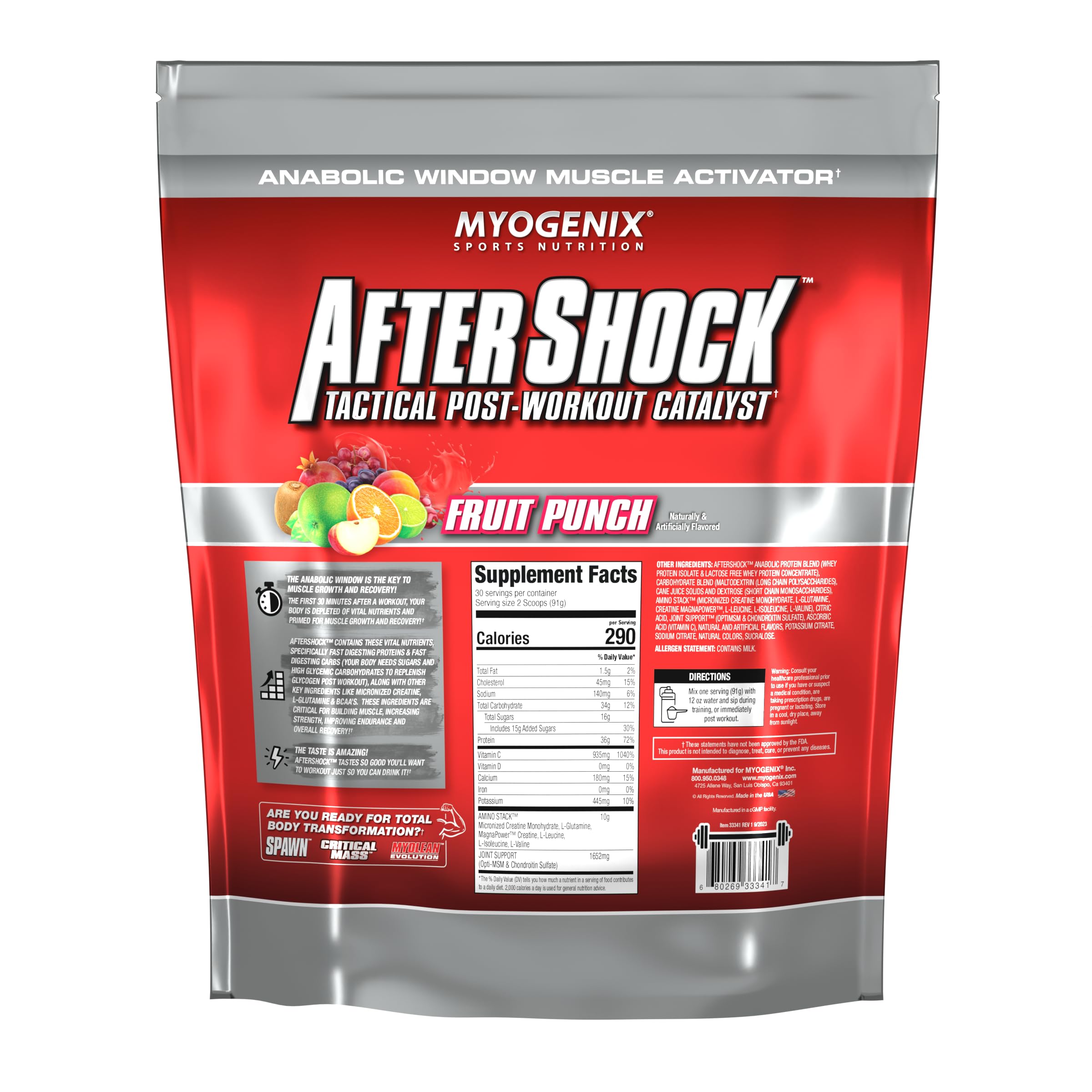 Myogenix batido Fruit Punch estilo vida para recuperar energía rápidamente