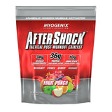 Myogenix envase frontal AfterShock mostrando beneficios de recuperación