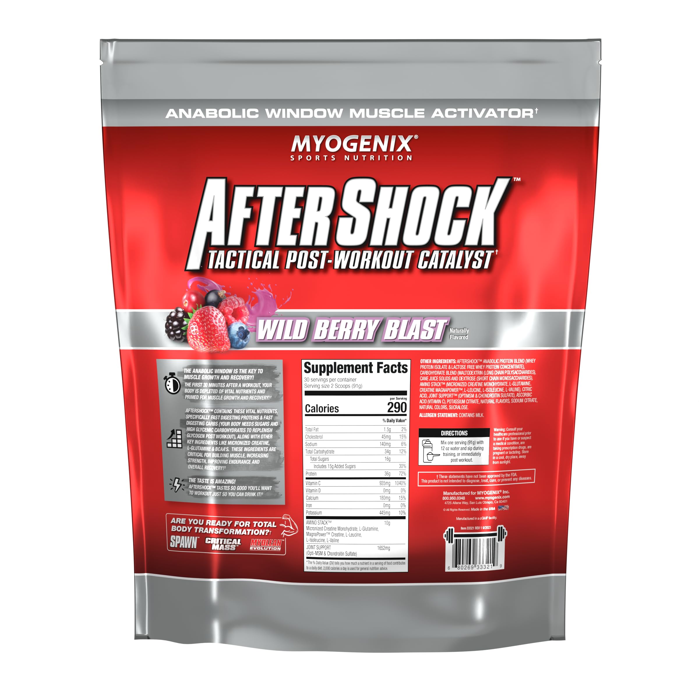 Myogenix Aftershock persona bebiendo mejora recuperación muscular