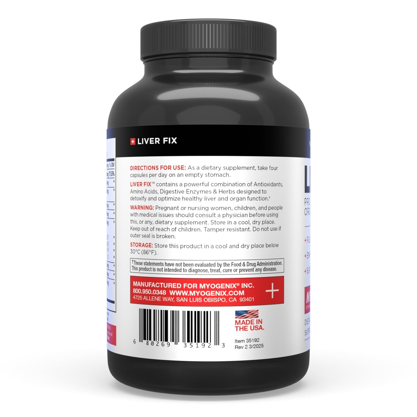 Myogenix etiqueta con datos y dosificación para uso informado