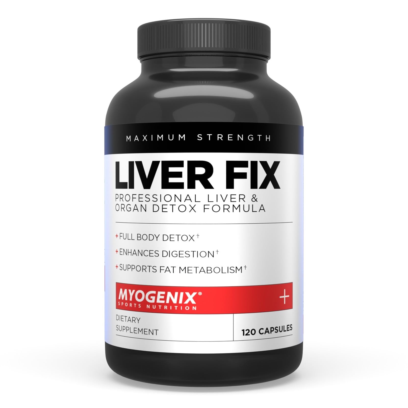 Myogenix frasco frontal mostrando cápsulas y diseño claro para confianza