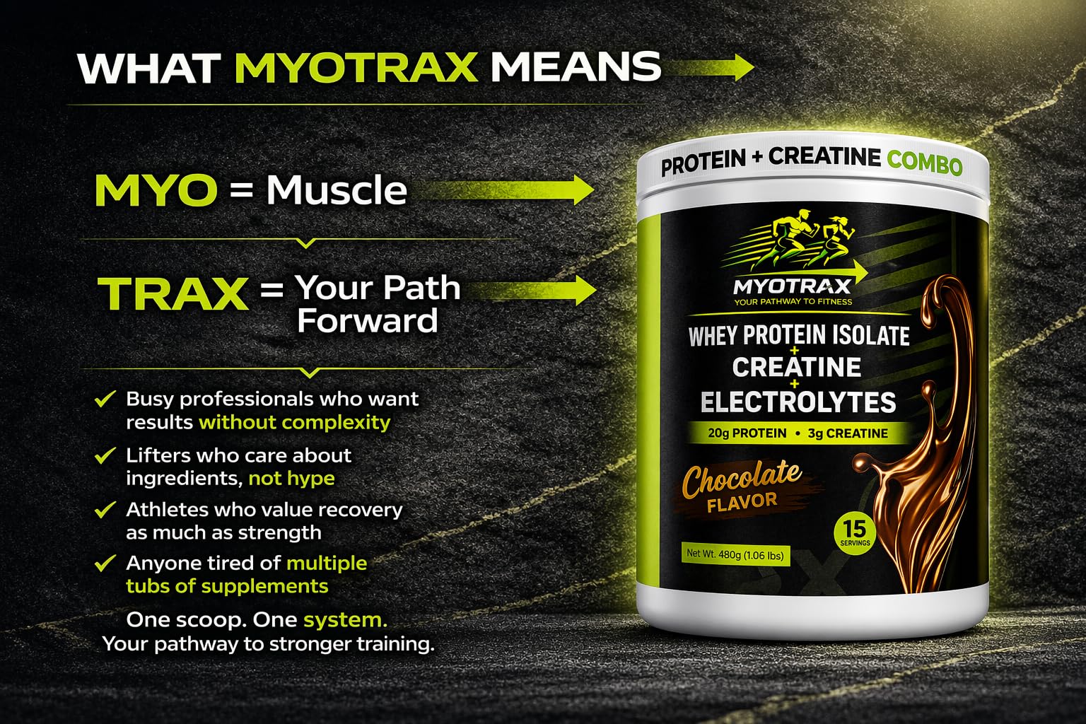 MYOTRAX en cocina con frutas y botella de agua, uso diario versátil
