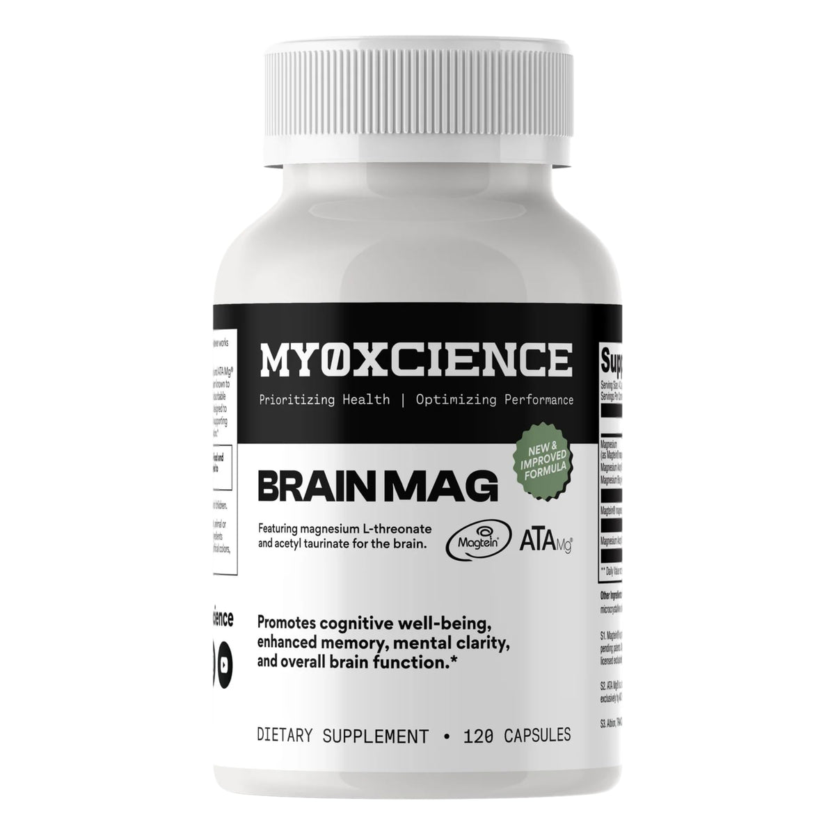 MYOXCIENCE envase frontal con etiqueta clara beneficiando claridad mental