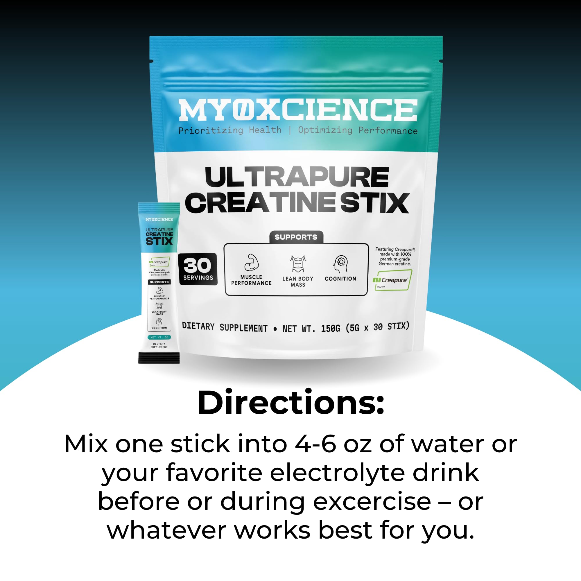 MYOXCIENCE uso en gimnasio mostrando conveniencia y dosificación práctica