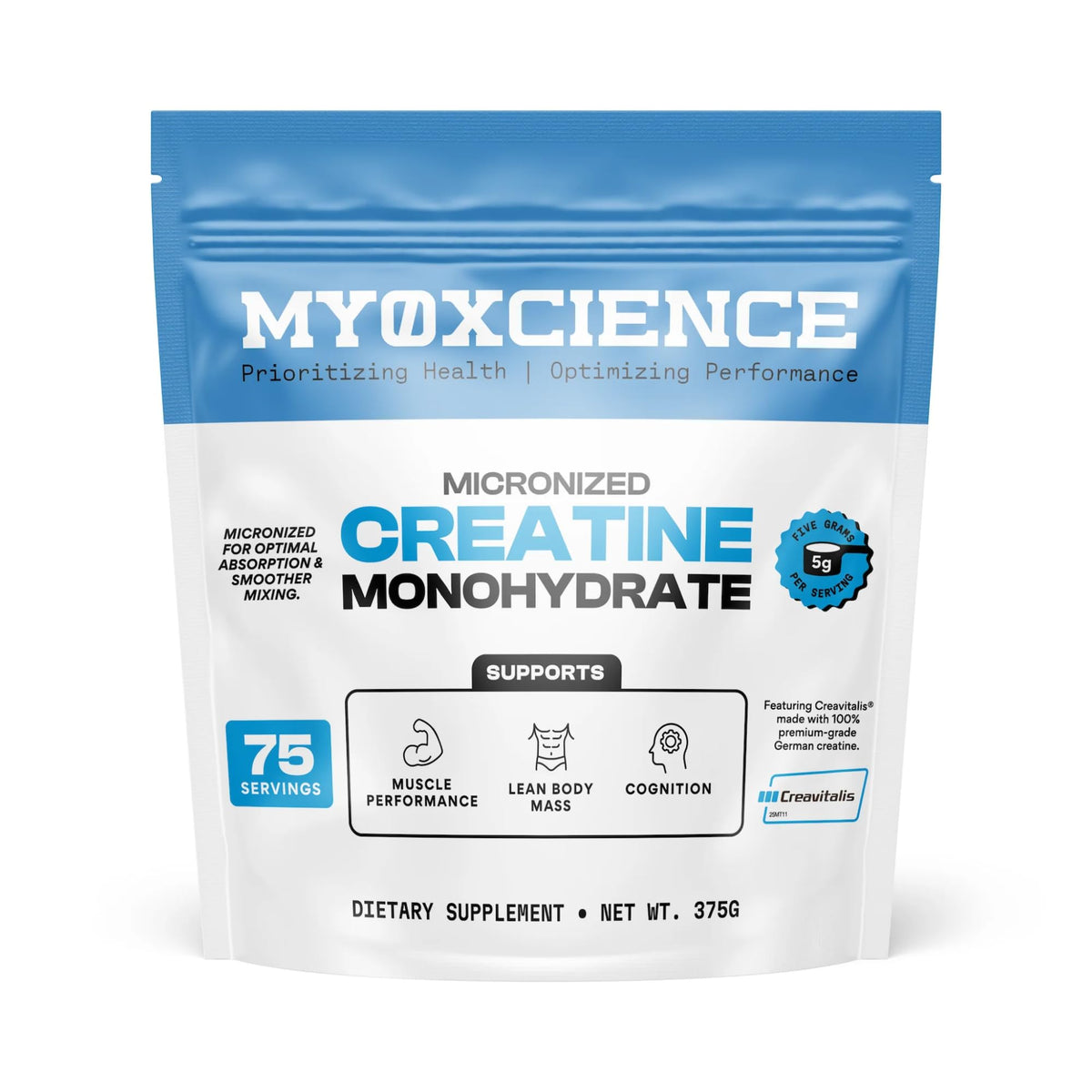 MYOXCIENCE envase frontal de Creavitalis mostrando diseño y pureza