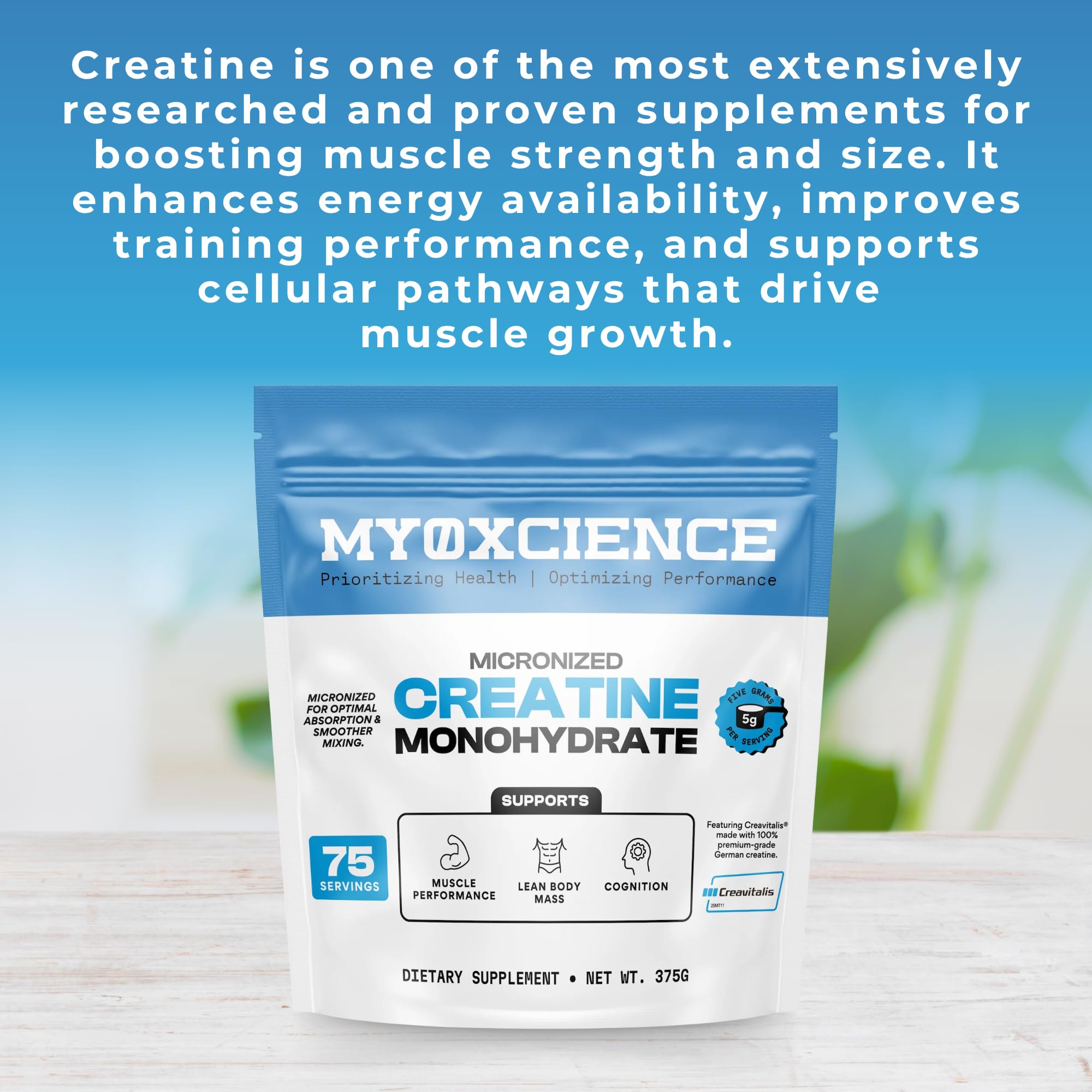 MYOXCIENCE Creavitalis disolviéndose en agua, rápida solubilidad