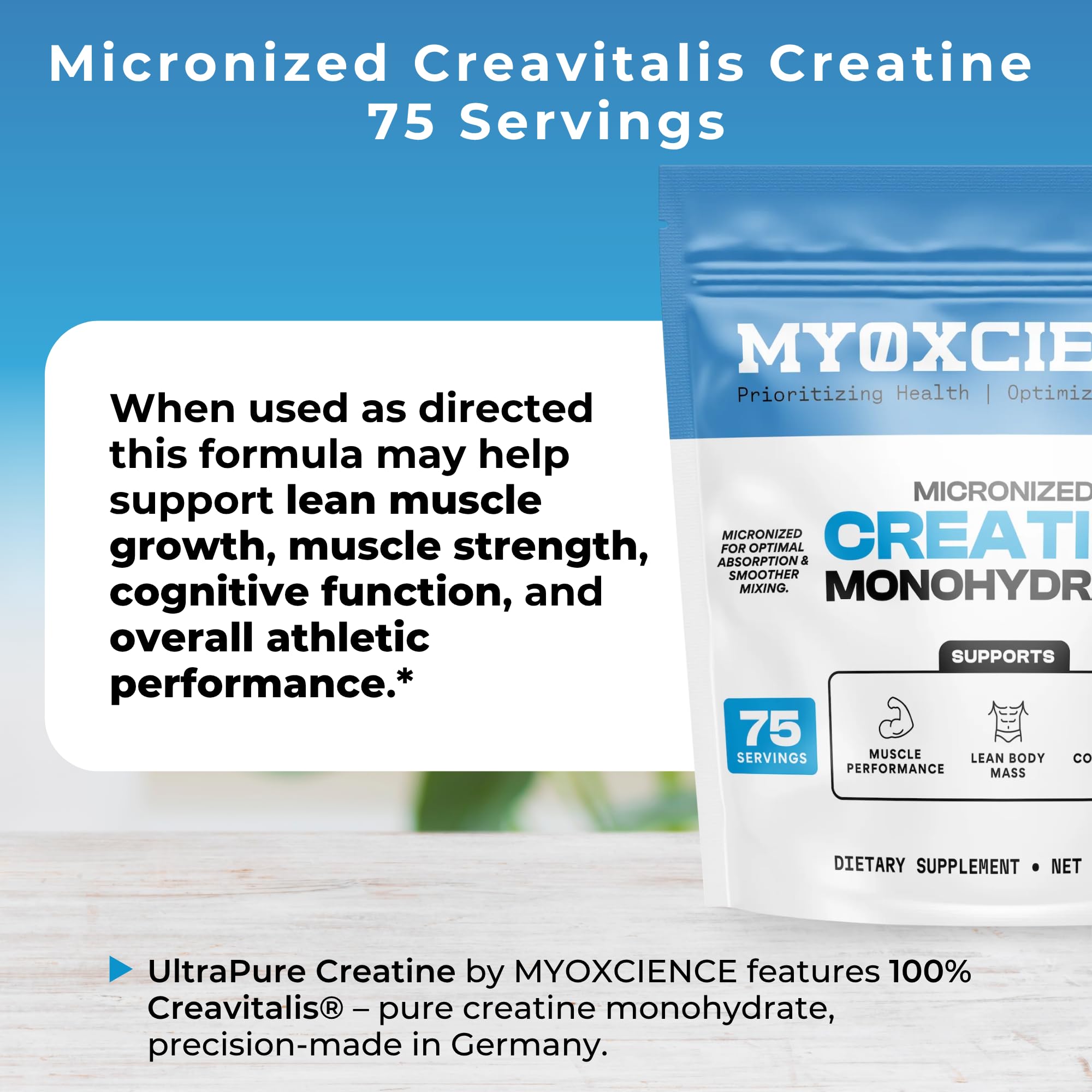 MYOXCIENCE envase junto a objetos para comparar tamaño y servicios