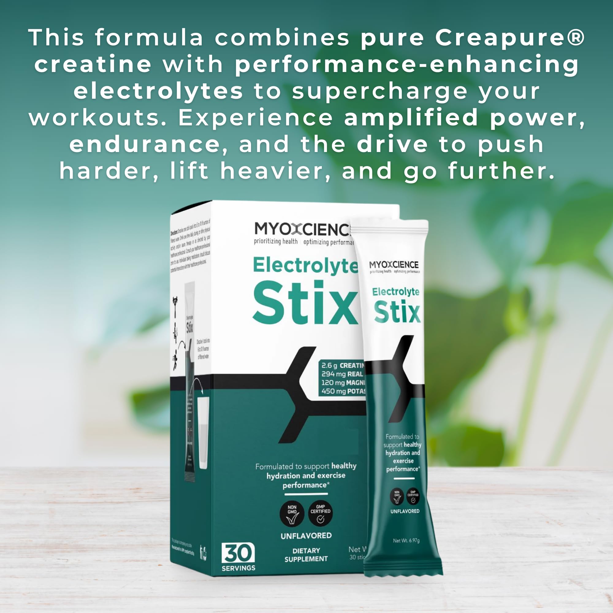 MYOXCIENCE etiqueta con lista de ingredientes clave y cantidades