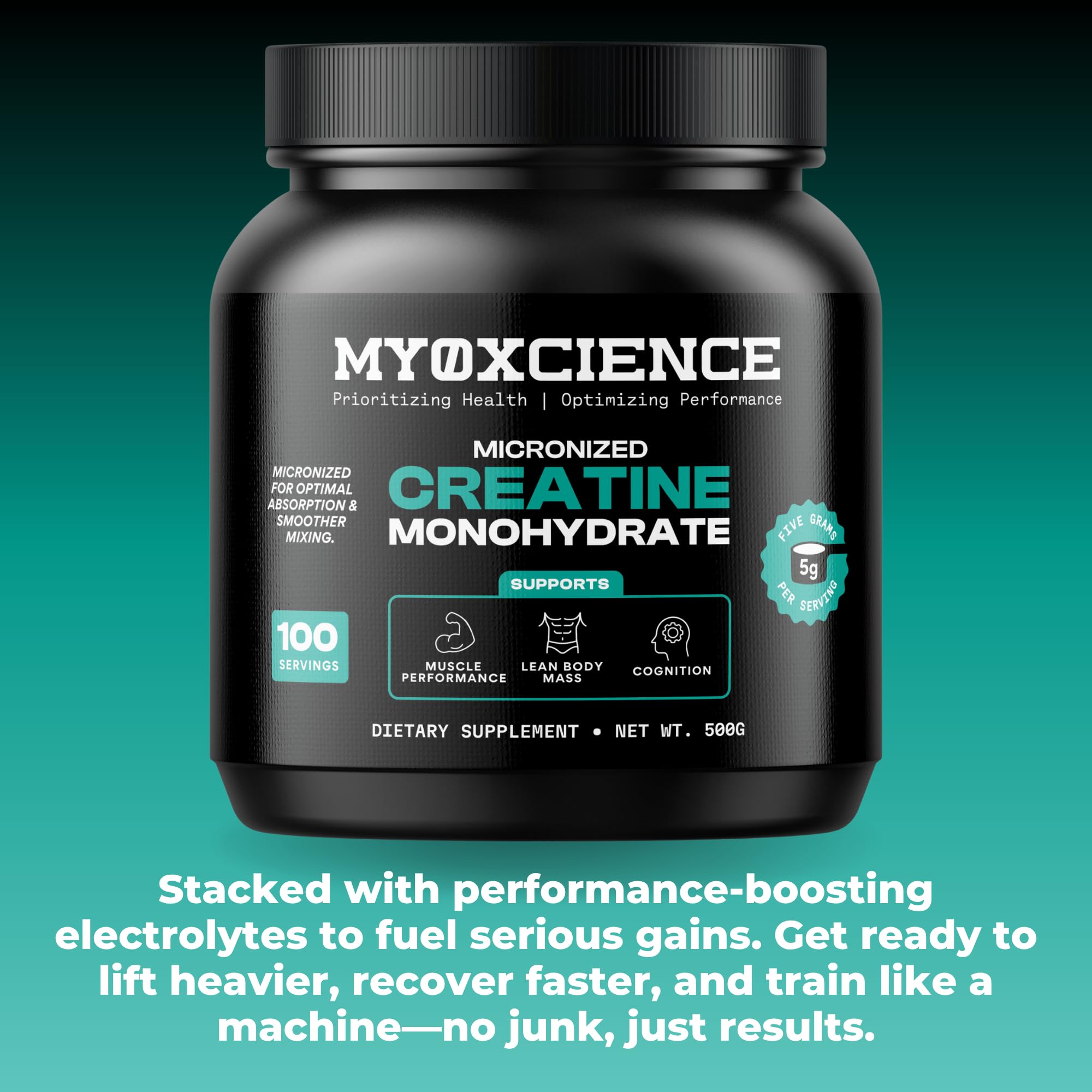 MYOXCIENCE producto en uso en gimnasio apoyando fuerza y recuperación durante series