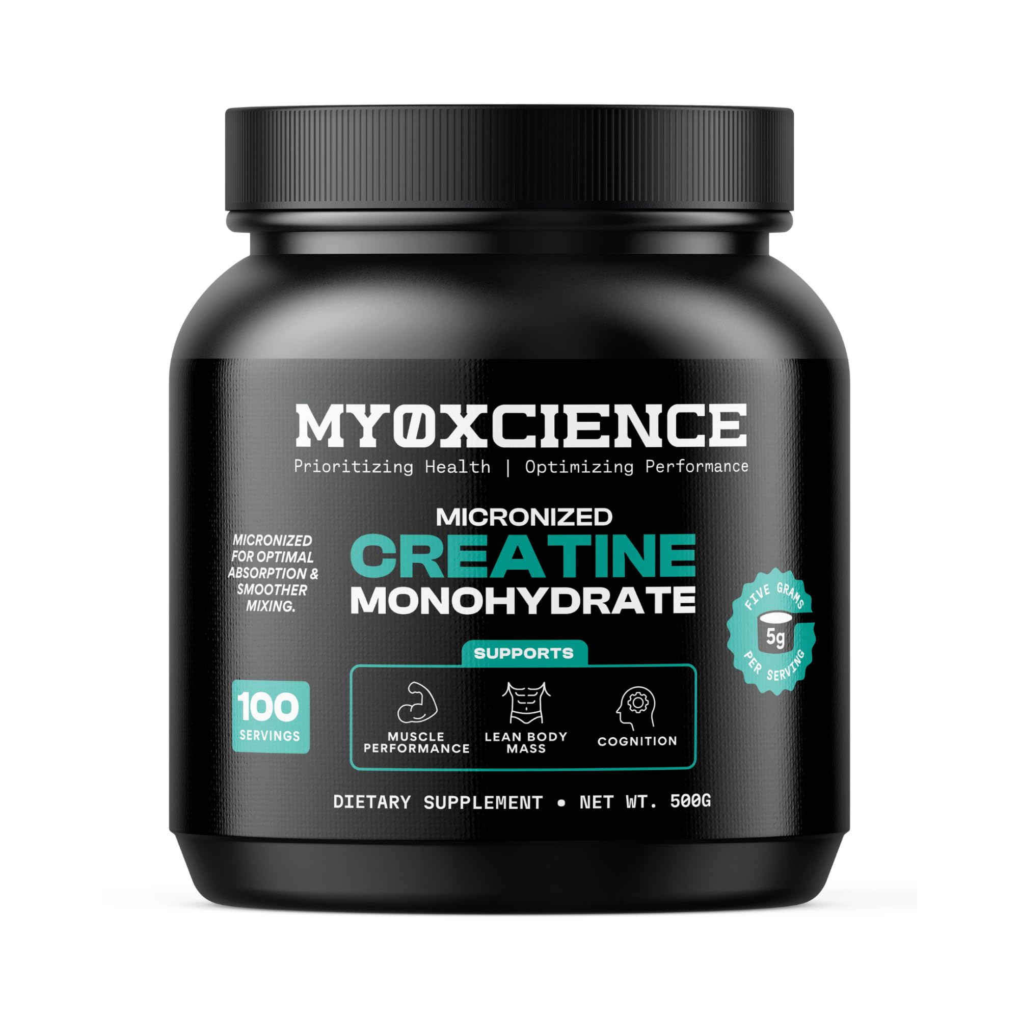 MYOXCIENCE frasco frontal mostrando diseño y cantidad de servicios para planificación