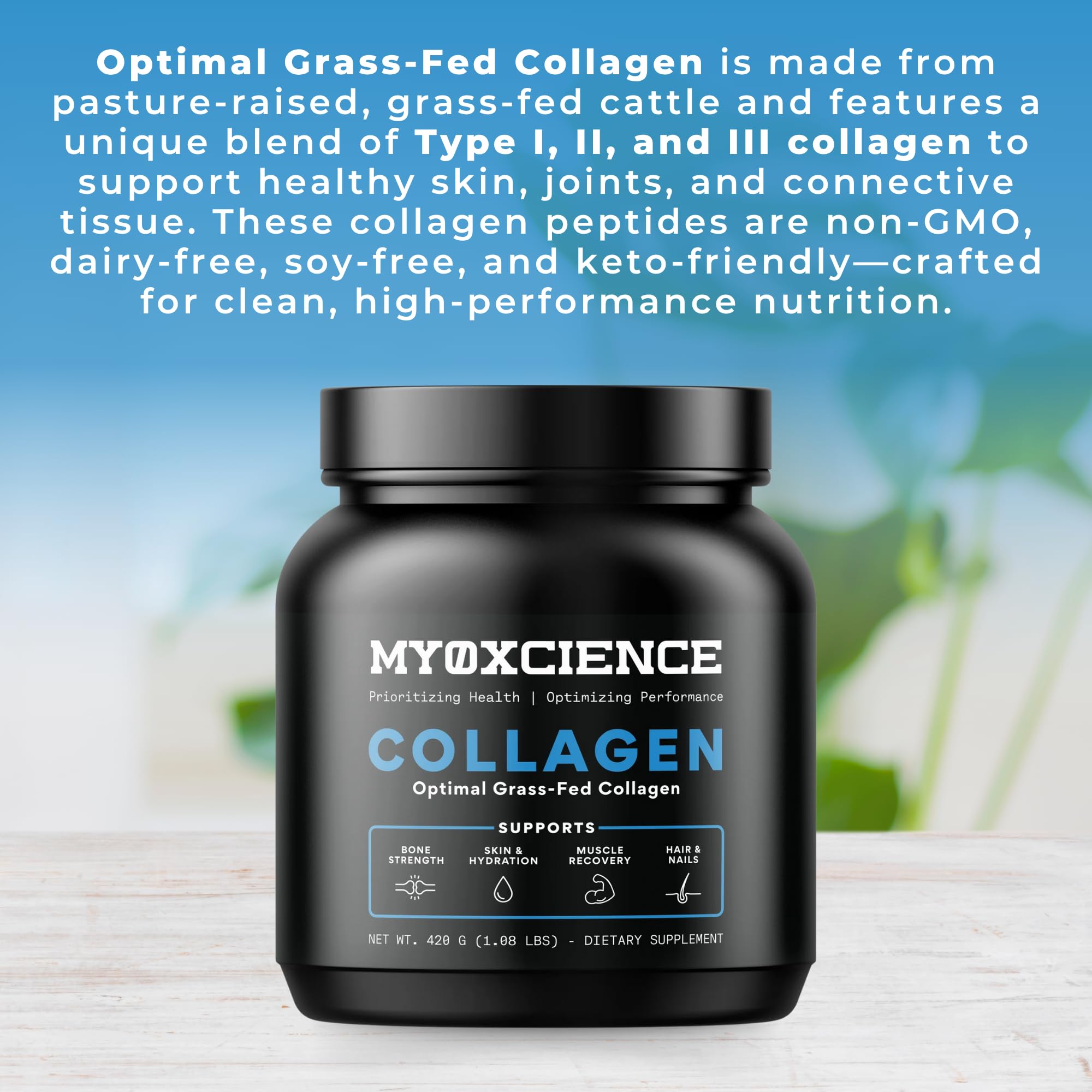 MYOXCIENCE etiqueta con ingredientes, muestra Verisol y Fortigel claramente
