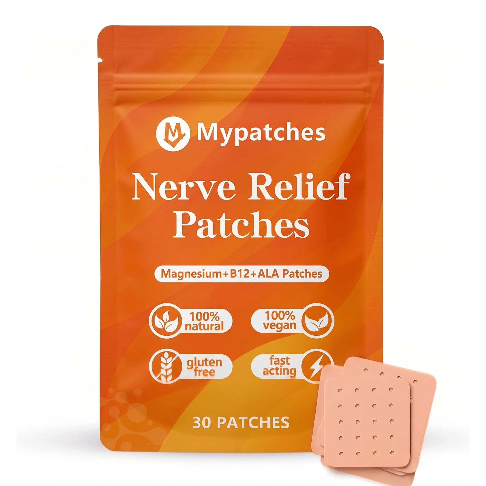 Mypatches empaque frontal mostrando 30 parches y beneficio de comodidad diaria