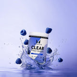 Myprotein vaso con bebida azul translúcida para recuperación post entreno
