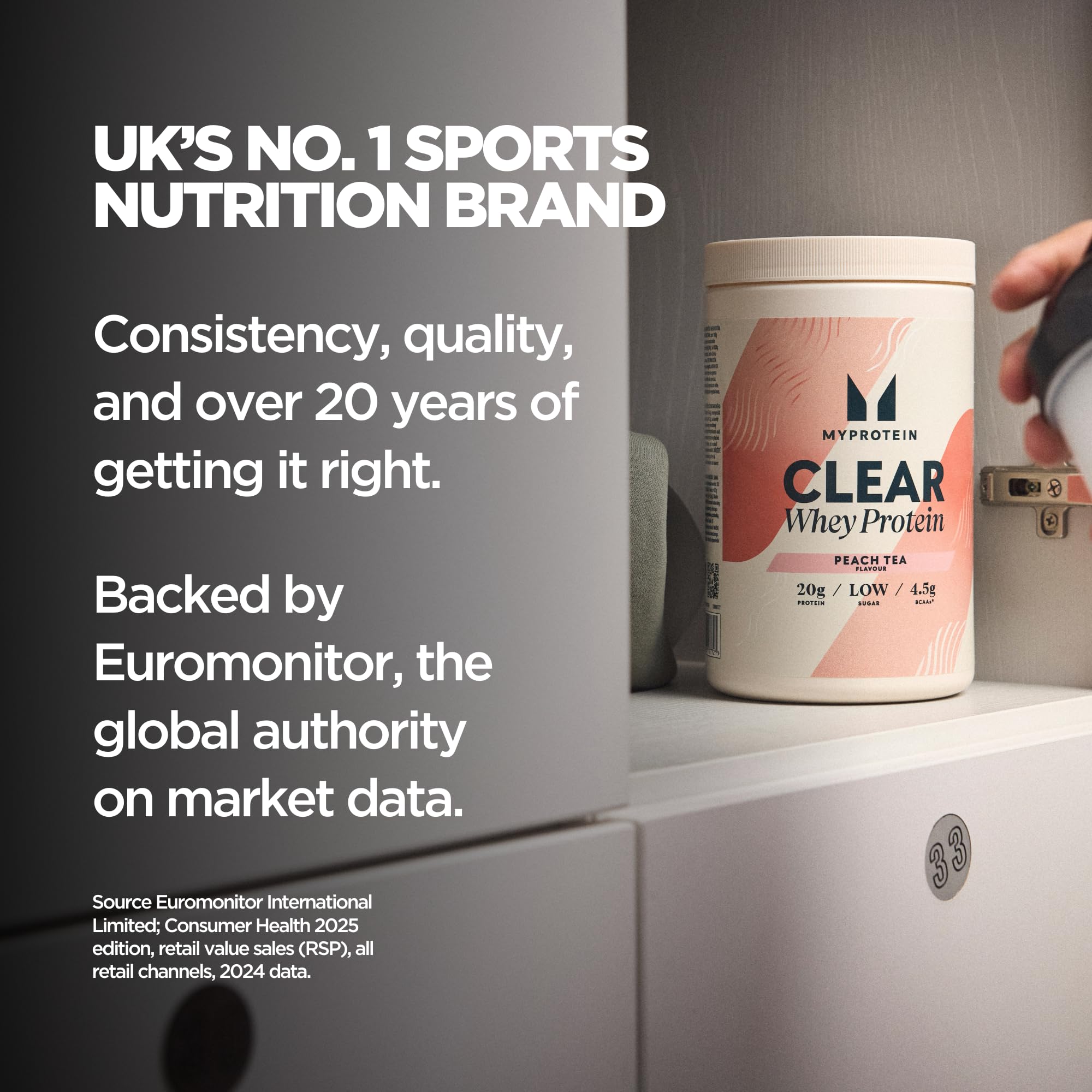 Myprotein etiqueta nutricional visible con beneficios claros de proteína