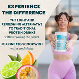 Myprotein vaso con bebida clara Caribbean Punch refrescante y proteica