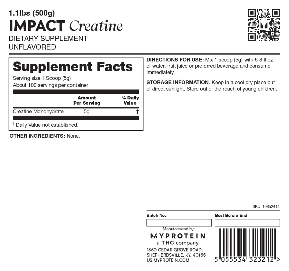 Myprotein creatina detalle del empaque y cierre hermético, evidencia conservación y transporte seguro