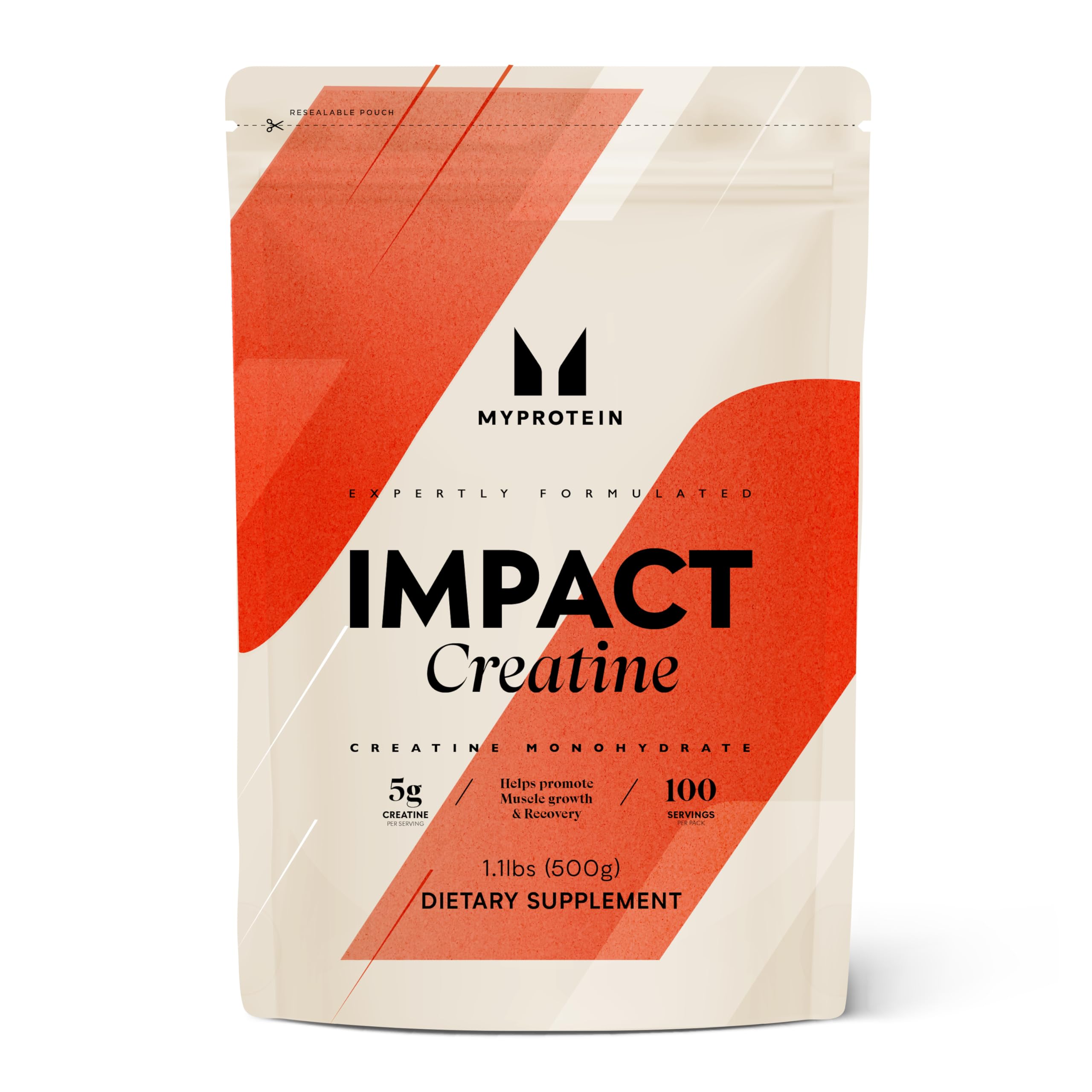 Myprotein creatina frasco frontal mostrando empaque y claridad del producto, favorece elección informada