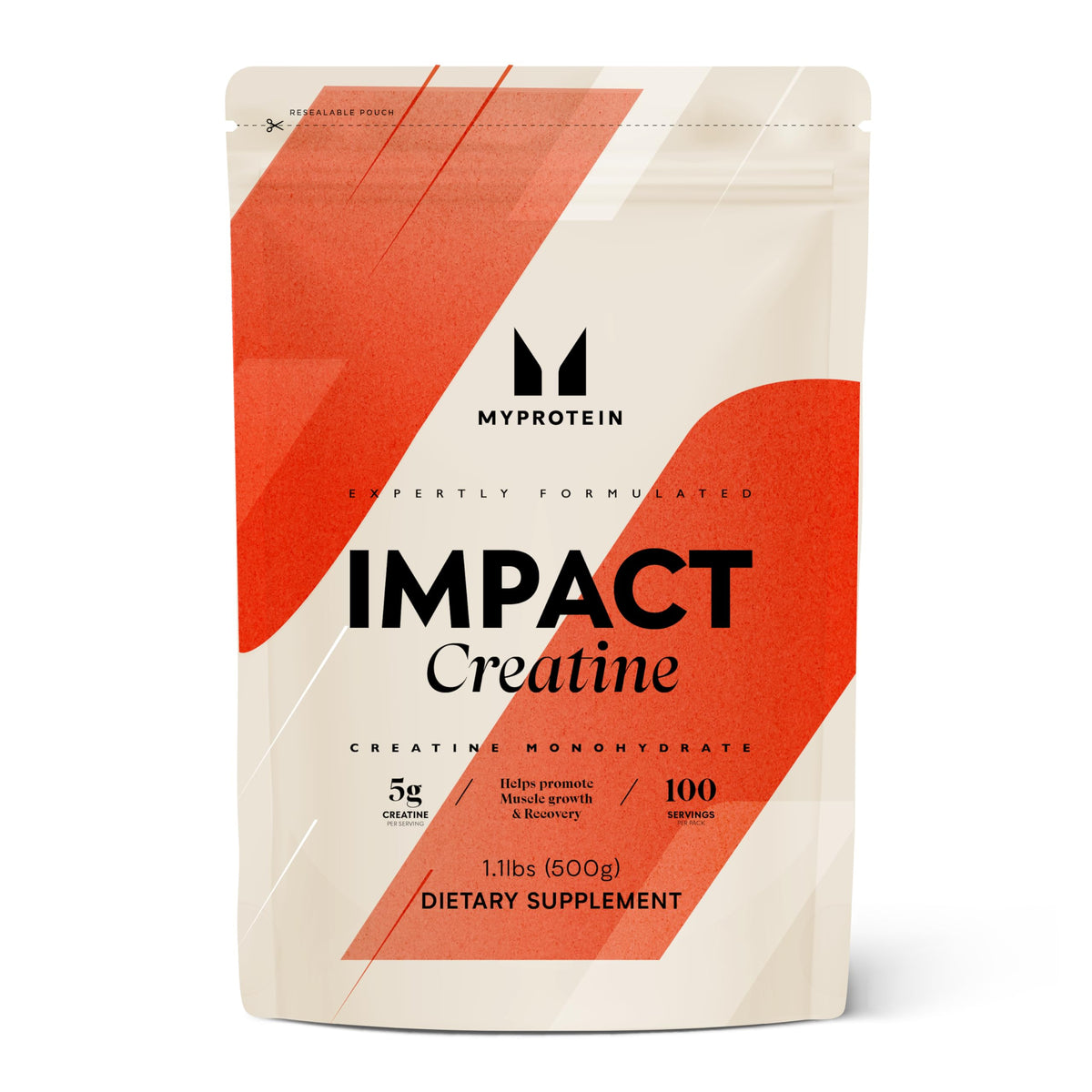 Myprotein creatina frasco frontal mostrando empaque y claridad del producto, favorece elección informada