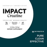 Myprotein creatina sin sabor muestra ingredientes limpios, resalta compatibilidad vegana
