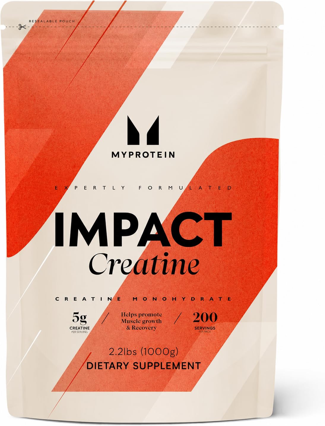 Myprotein envase frontal de creatina monohidrato, ahorro y pureza