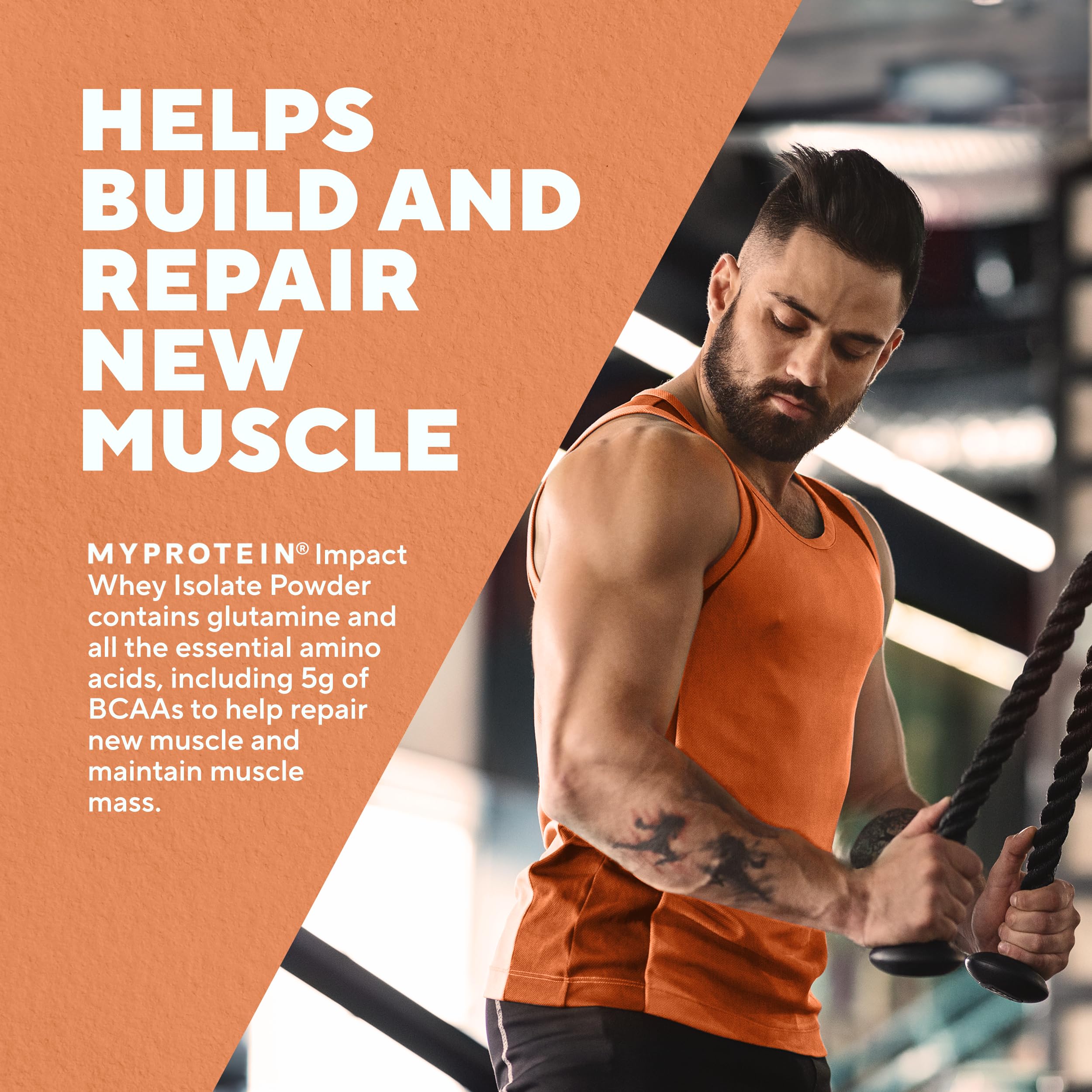 Myprotein cucharada medidora 33g mostrando la porción recomendada