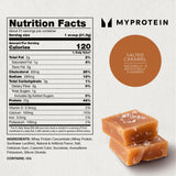 Myprotein envase junto a regla para comparar tamaño y cantidad de servidos