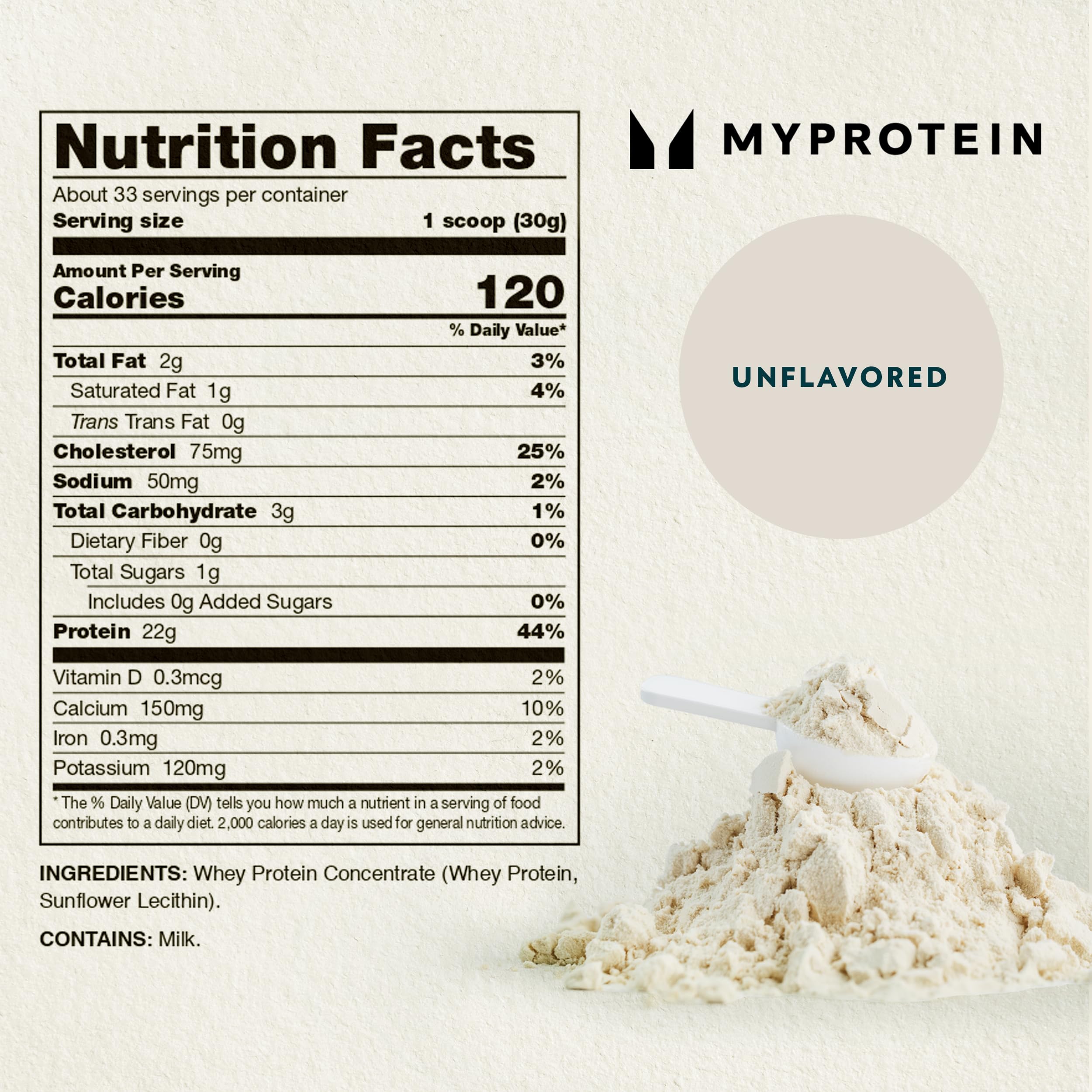 Myprotein etiqueta nutricional clara con información de proteína y BCAA