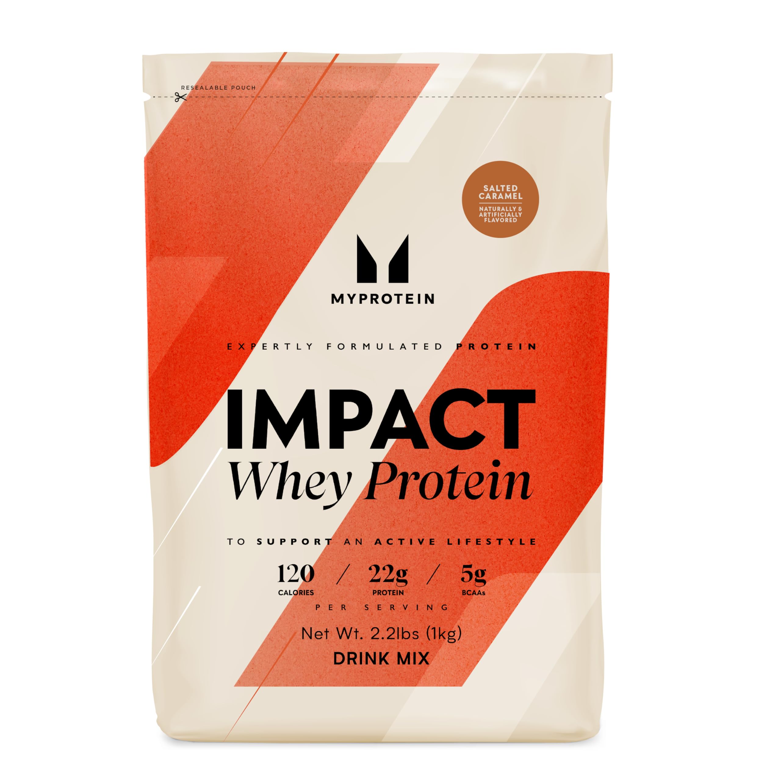 Myprotein envase frontal Salty Caramel mostrando marca y beneficio proteico