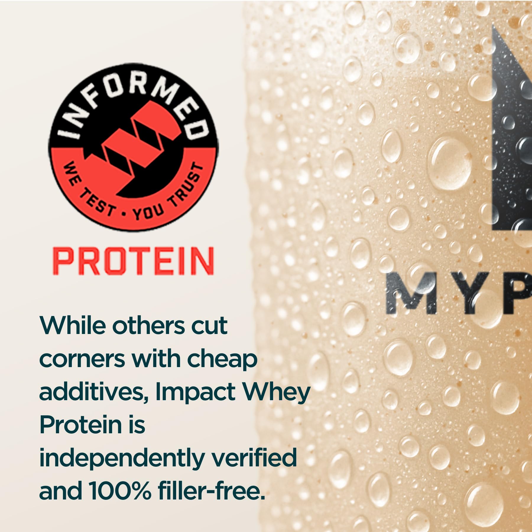 Myprotein etiqueta nutricional de Impact Whey Isolate mostrando 25 g de proteína por ración