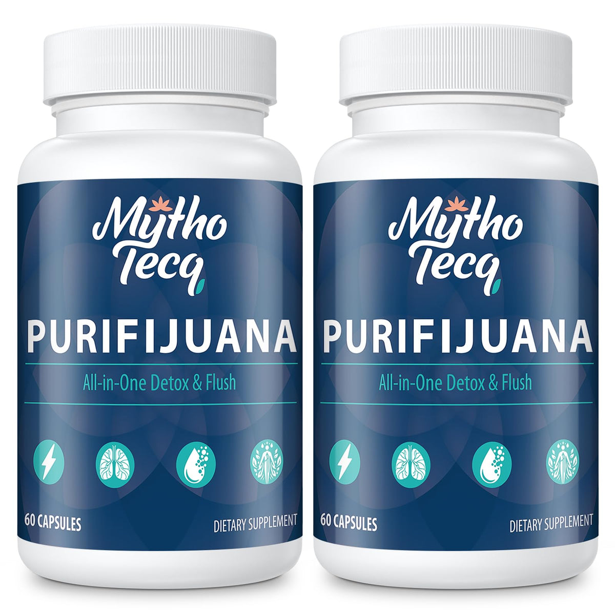 MythoTecq frasco frontal mostrando etiqueta y beneficios claros