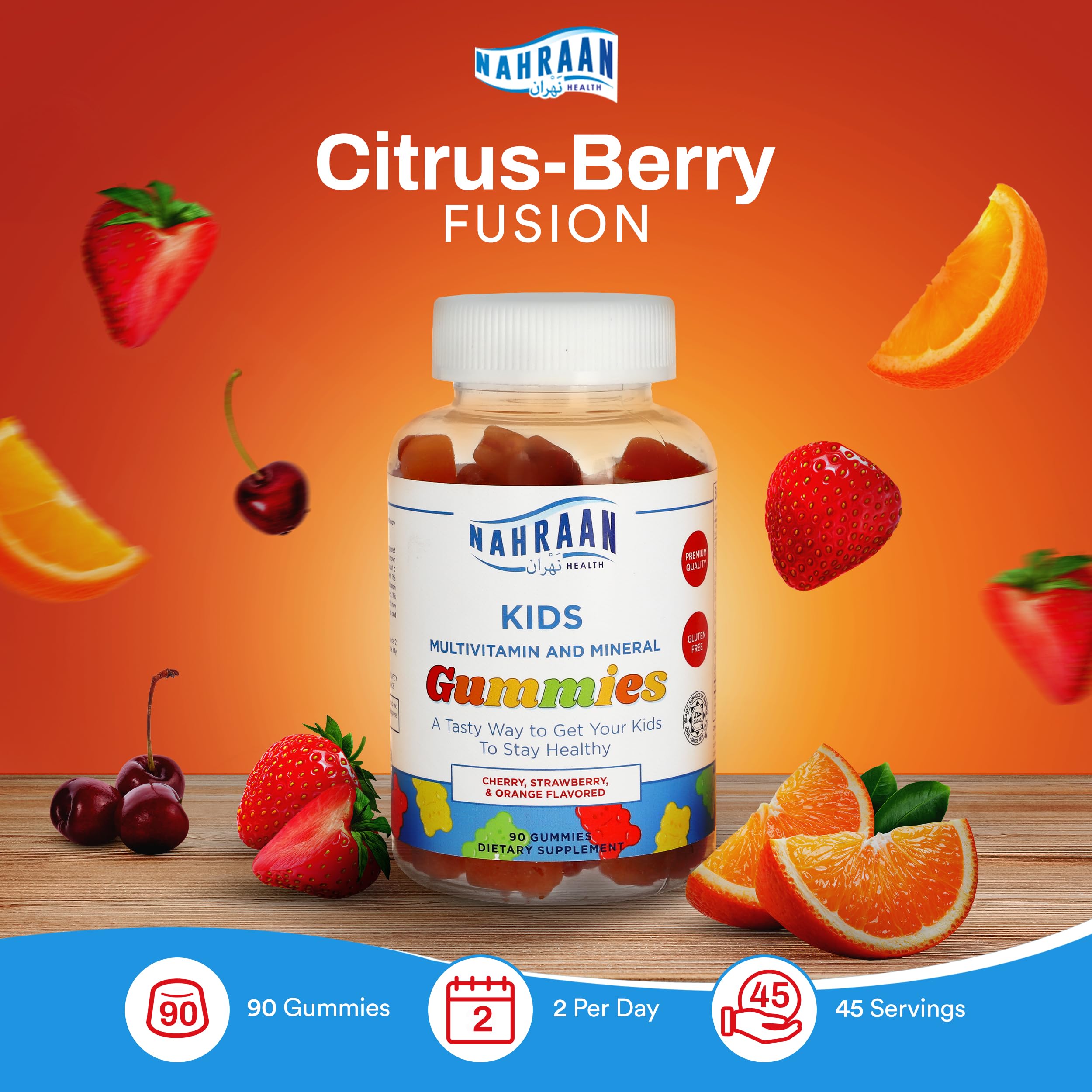 NAHRAAN HEALTH etiqueta nutricional en primer plano, información clara de vitaminas