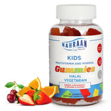 NAHRAAN HEALTH frasco frontal mostrando etiqueta y 90 gomitas, práctico para familias