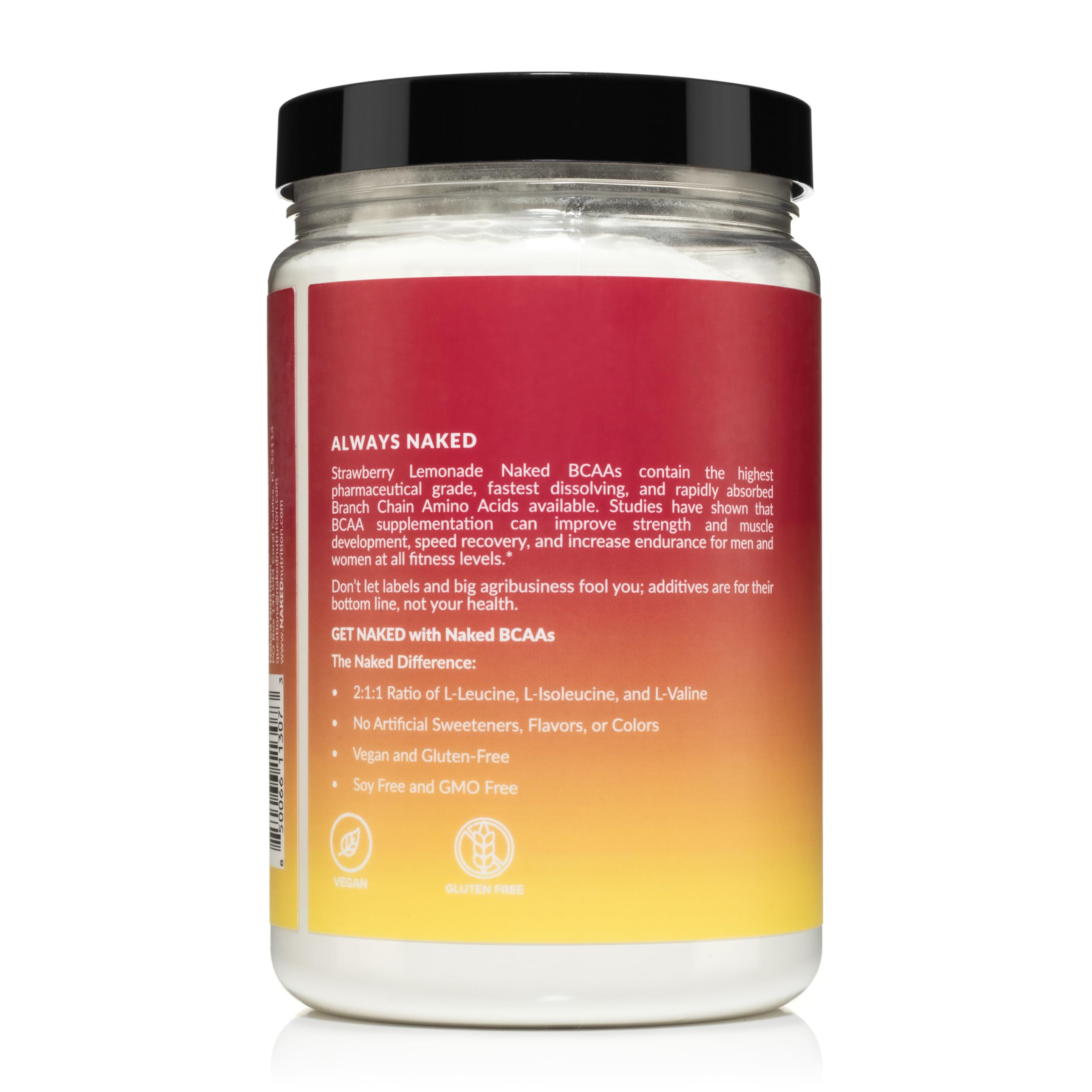 NAKED BCAAs en escenario de gimnasio, apoyo práctico para recuperación muscular