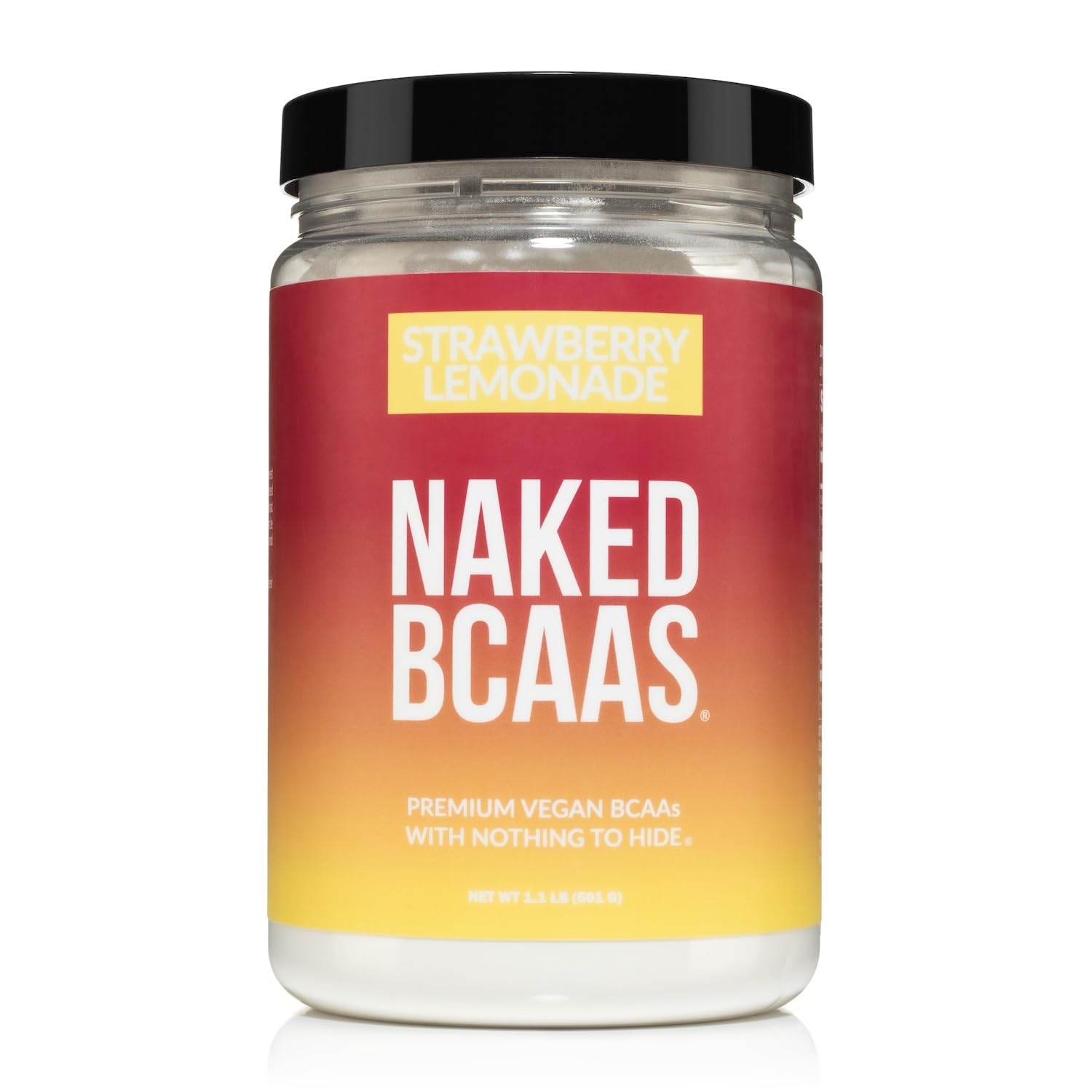 NAKED envase frontal del BCAAs fresa limonada, presentación visible y clara