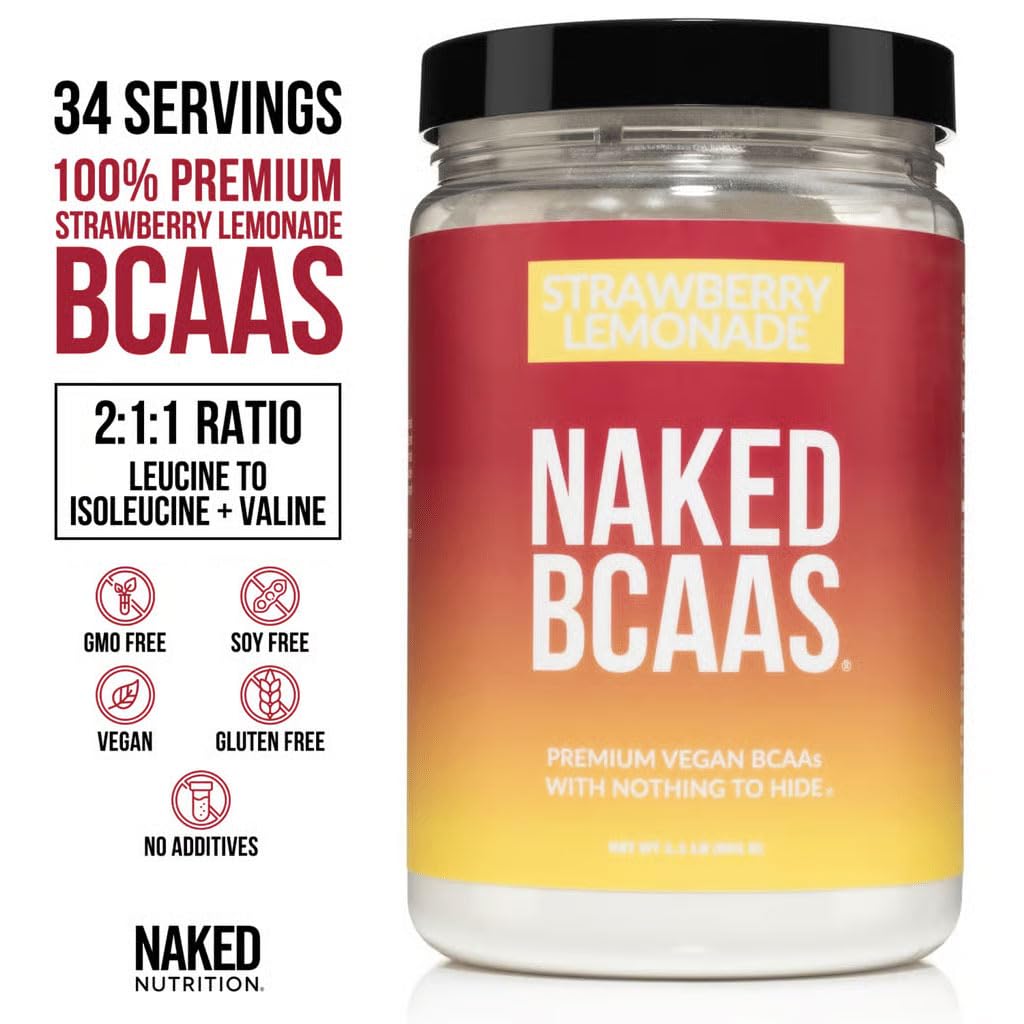 NAKED polvo de BCAAs textura instantizada, se aprecia solubilidad rápida