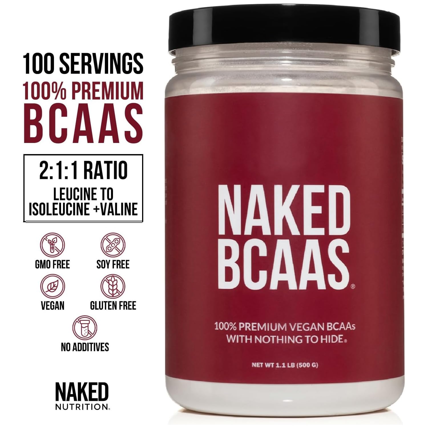 NAKED polvo de BCAA instantizado detalle de textura fina y disolución rápida