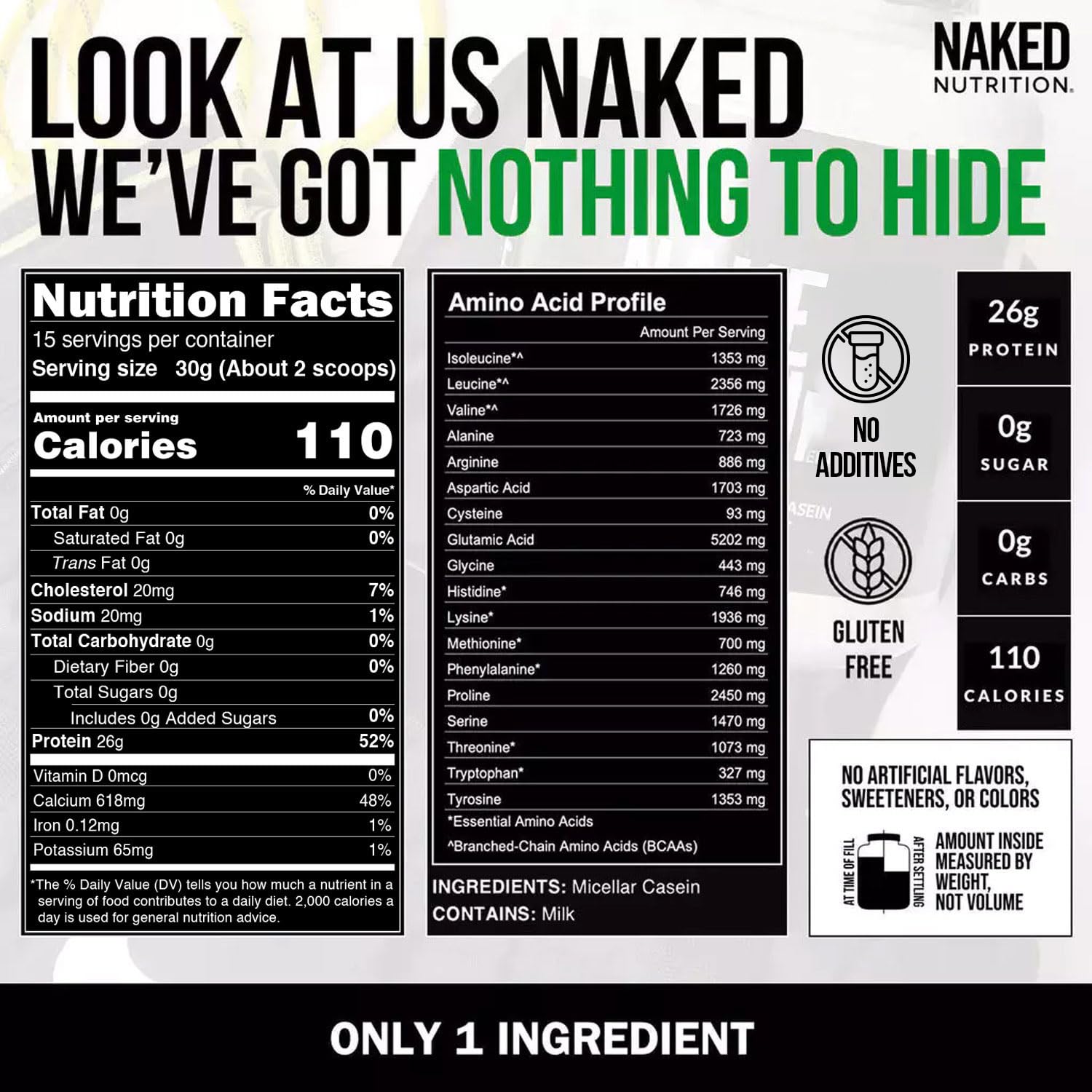 NAKED Casein batido cremoso en vaso listo para beber, ideal para recuperación