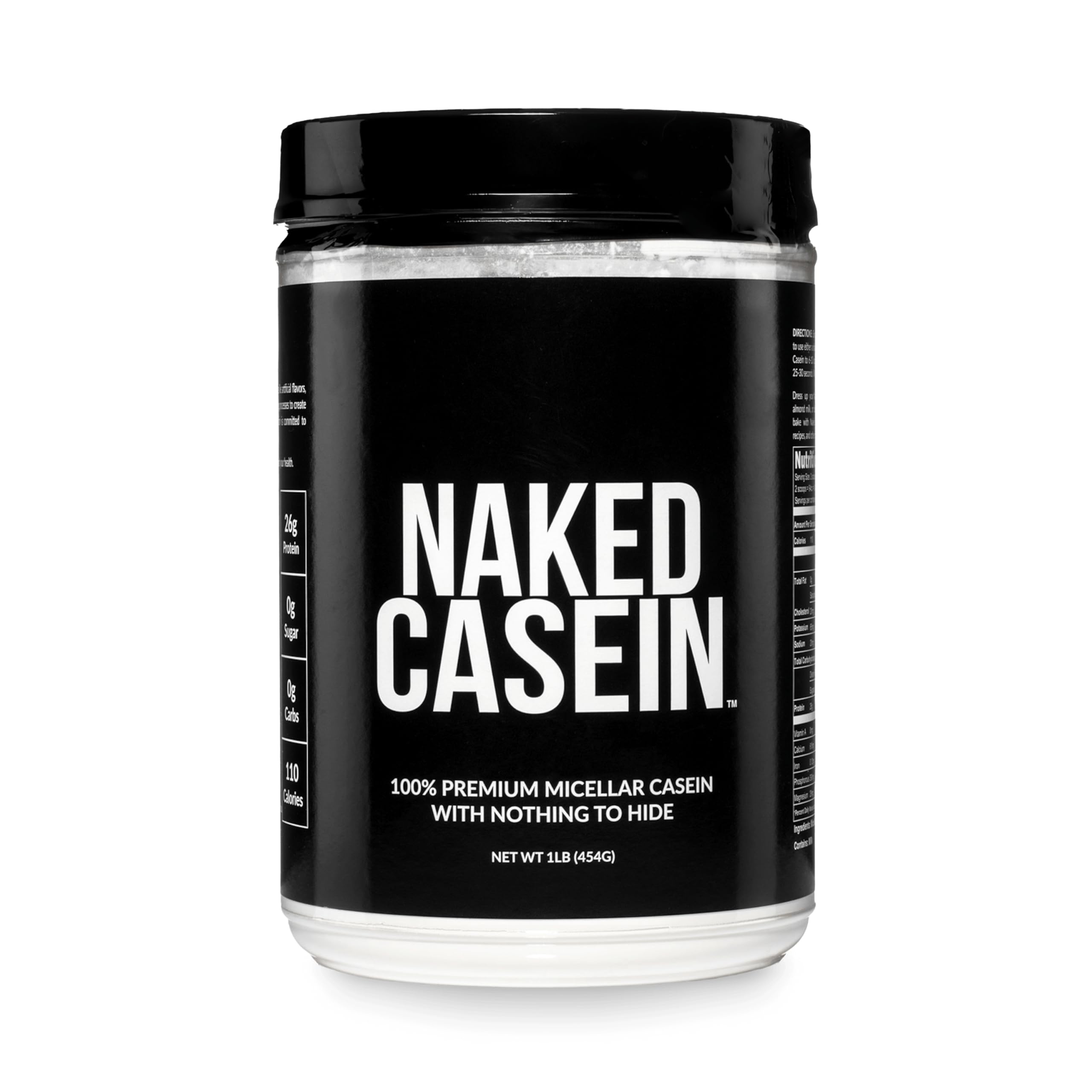 NAKED Casein frente del envase mostrando el diseño y la pureza del producto