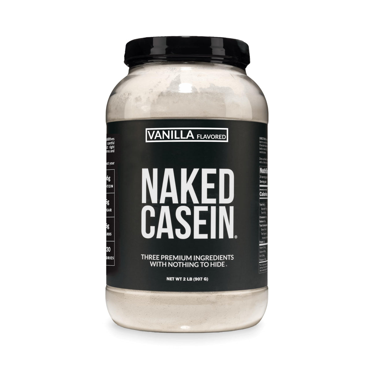 NAKED Casein frente del envase mostrando etiqueta y beneficio de pureza