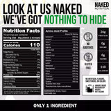NAKED casein cuchara medidora con polvo mostrando porción exacta