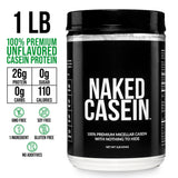 NAKED Casein textura del polvo en primer plano, destaca su aspecto fino y puro