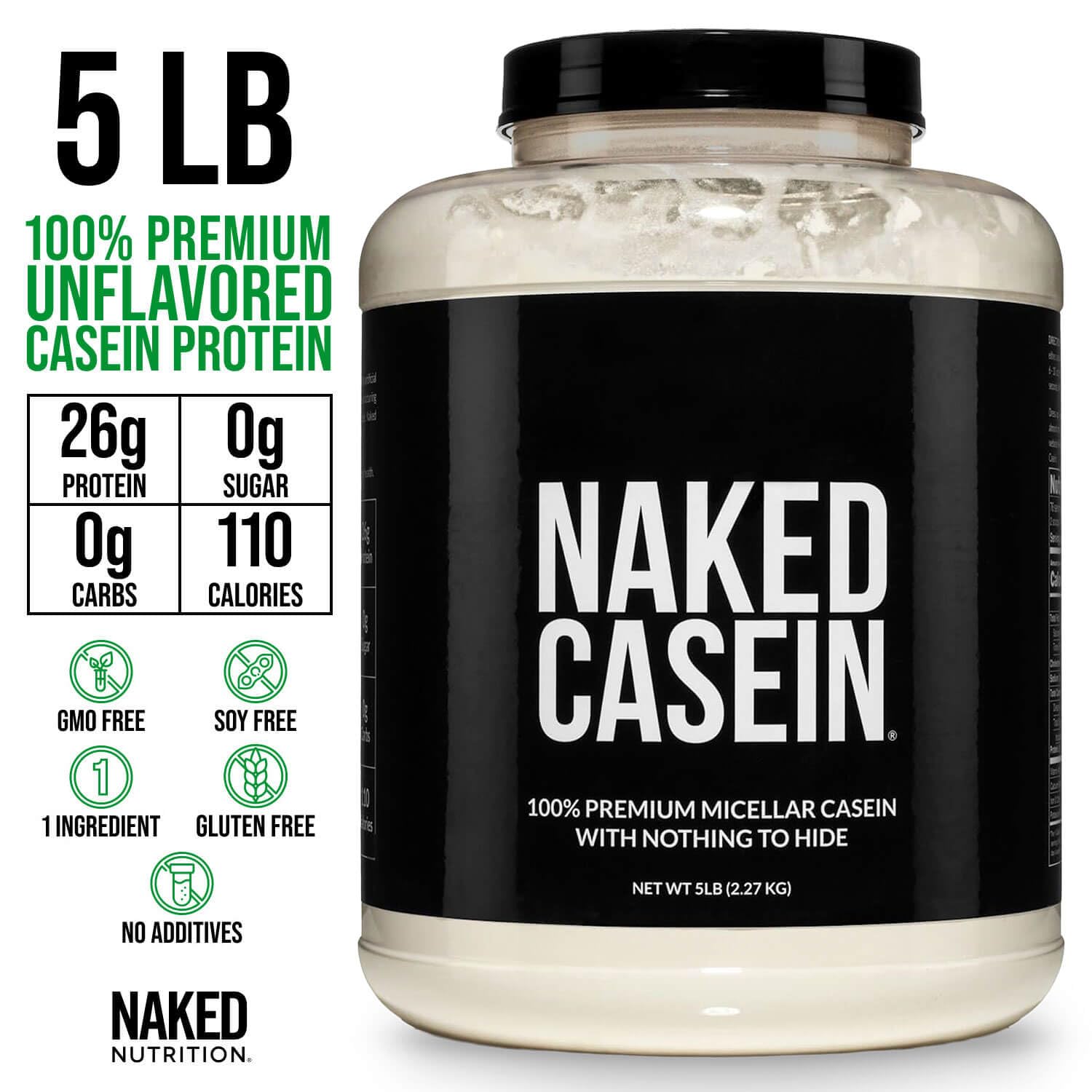 NAKED casein batido en vaso demostrando mezcla homogénea y saciedad