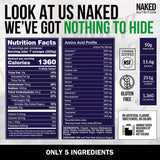 NAKED etiqueta nutricional y certificación NSF detalle de ingredientes limpios