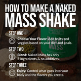 NAKED etiqueta nutricional con 1.280 kcal y 50 g proteína por porción