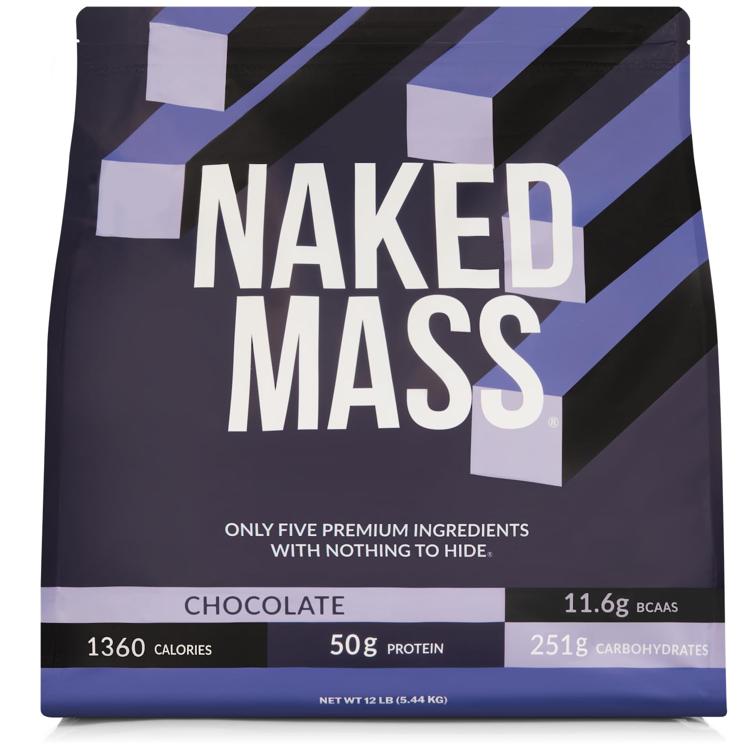 NAKED envase frontal del mass gainer mostrando etiqueta clara y naturalidad