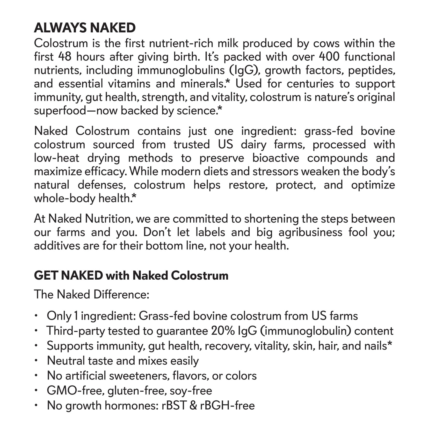 NAKED vaca pastando en granja, origen grass‑fed y sostenible