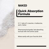 NAKED comparación de tamaño del envase 1.1 lb para medir porciones